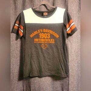Harley-Davidson Gray and Orange Short Sleeve Tee